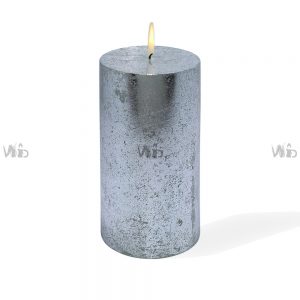 Winsome Decorative – Metallic Silver Textured Pillar Candle – Unscented – Perfect for Home Decoration, Festivals, Occasions and Events – Purely Handcrafted by Indian Artisan – SKU # 107