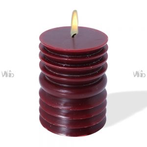 Winsome Decorative – Designer Grooved Burgundy Pillar Candle – Scented and Unscented – Perfect for Home Decoration, Festivals, Occasions and Events – Purely Handcrafted by Indian Artisan – SKU # 149