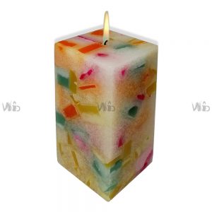 Winsome Decorative – Rainbow Chunks Square Pillar Candle – Scented and Unscented, Christmas candle manufacturer india, Perfect for Home Decoration, Festivals, Occasions and Events – Purely Handcrafted by Indian Artisan – SKU # 157
