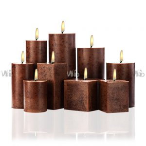 Winsome Decorative – Brown Mottling Pillar Candle – Scented and Unscented – Perfect for Home Decoration, Festivals, Occasions and Events – Purely Handcrafted by Indian Artisan – SKU # 173