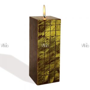 Winsome Decorative – Gold Antique Textured Square Pillar Candle – Scented and Unscented – Perfect for Home Decoration, Festivals, Occasions and Events – Purely Handcrafted by Indian Artisan – SKU # 6827