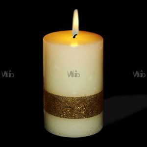 Winsome Decorative – Glitter Band Printed Ivory Pillar Candle – Unscented – Perfect for Home Decoration, Festivals, Occasions and Events – Purely Handcrafted by Indian Artisan – SKU # CH-10023