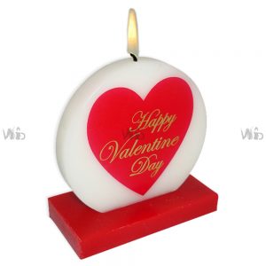 Winsome Decorative – Valentine Day Special Printed Red and White Pillar Candle – Unscented – Perfect for Home Decoration, Festivals, Occasions and Events – Purely Handcrafted by Indian Artisan – SKU # CH-10715