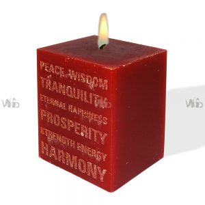 Winsome Decorative – Text Emboss Square Dark Orange Pillar Candle – Scented and Unscented – Perfect for Home Decoration, Festivals, Occasions and Events – Purely Handcrafted by Indian Artisan – SKU # CH-10806