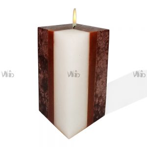Winsome Decorative – Brown Mottling and Plain White Square Pillar Candle – Scented and Unscented – Perfect for Home Decoration, Festivals, Occasions and Events – Purely Handcrafted by Indian Artisan – SKU # CH-10875