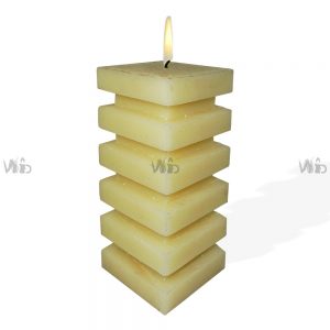 Winsome Decorative – Grooved Square Ivory Pillar Candle – Scented and Unscented – Perfect for Home Decoration, Festivals, Occasions and Events – Purely Handcrafted by Indian Artisan – SKU # CH-10914