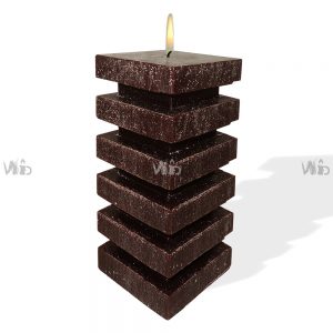 Winsome Decorative – Brushed Grooved Square Brown Pillar Candle – Scented and Unscented – Perfect for Home Decoration, Festivals, Occasions and Events – Purely Handcrafted by Indian Artisan – SKU # CH-10915