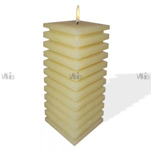 Winsome Decorative – Grooved Square Ivory Pillar Candle – Scented and Unscented – Perfect for Home Decoration, Festivals, Occasions and Events – Purely Handcrafted by Indian Artisan – SKU # CH-10916