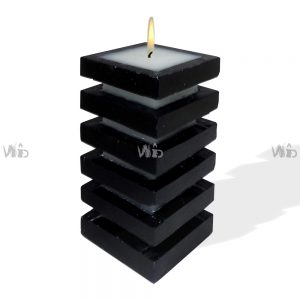 Winsome Decorative – Black and White Grooved Square Pillar Candle – Scented and Unscented – Perfect for Home Decoration, Festivals, Occasions and Events – Purely Handcrafted by Indian Artisan – SKU # CH-10928