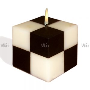 Winsome Decorative – White and Black Checks Square Pillar Candle – Scented and Unscented – Perfect for Home Decoration, Festivals, Occasions and Events – Purely Handcrafted by Indian Artisan – SKU # CH-9811