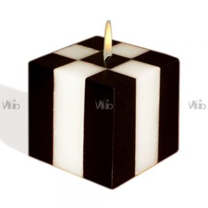 Winsome Decorative – Black and White Diagonal Square Pillar Candle – Scented and Unscented – Perfect for Home Decoration, Festivals, Occasions and Events – Purely Handcrafted by Indian Artisan – SKU # CH-9813