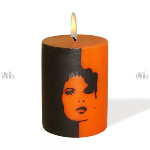 Winsome Decorative – Printed Orange Pillar Candle – Unscented – Perfect for Home Decoration, Festivals, Occasions and Events – Purely Handcrafted by Indian Artisan – SKU # CH-9829