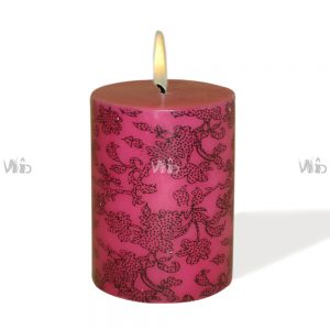 Winsome Decorative –Printed Pink Pillar Candle – Unscented – Perfect for Home Decoration, Festivals, Occasions and Events – Purely Handcrafted by Indian Artisan – SKU # CH-9830