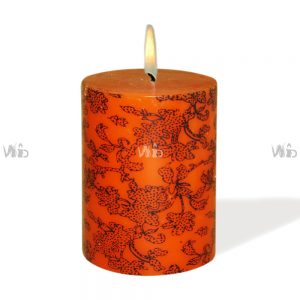 Winsome Decorative –Printed Orange Pillar Candle – Unscented – Perfect for Home Decoration, Festivals, Occasions and Events – Purely Handcrafted by Indian Artisan – SKU # CH-9836