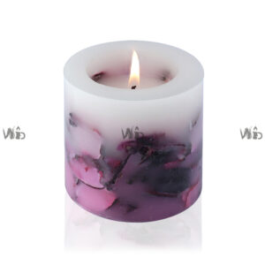 Winsome Decorative –Dried Flower Pillar Candle- Perfect for Home Decoration, Festivals, Occasions and Events – Purely Handcrafted by Indian Artisan – SKU # 193