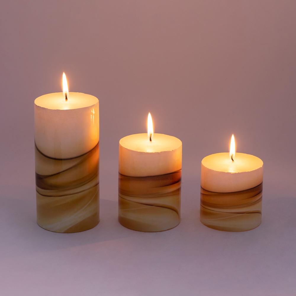 Handmade Printed Pillar Candle set of 3 for Event and Home Decoration Gifting Pillar Candle