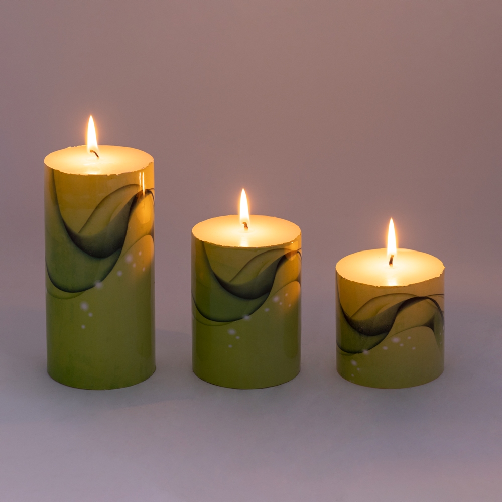 Printed Pillar Candle Set of 3 for home and event Decoration and Gifting Candle Scented Pillar Candle